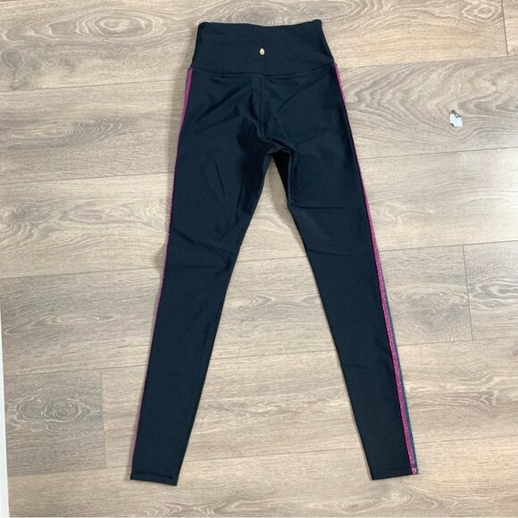 Spiritual Gangster High Waist 7/8 Metallic Sparkle Stripe Legging Rainbow Small - Picture 12 of 13